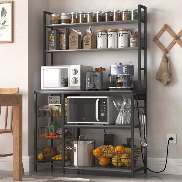 17 Stories Aurrie 39.37'' Steel Standard Baker's Rack with Microwave